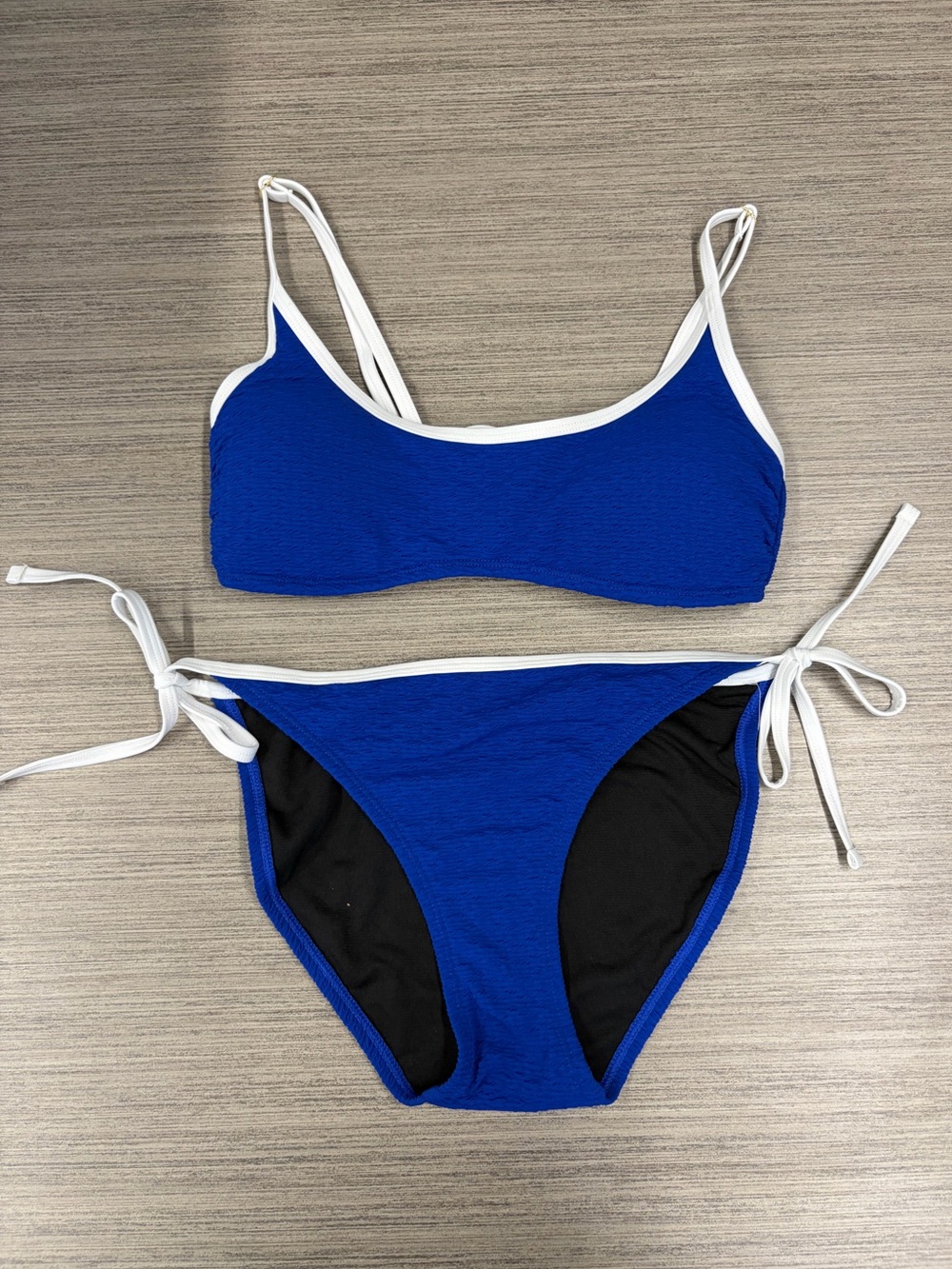 Textured Blue and White Bikini